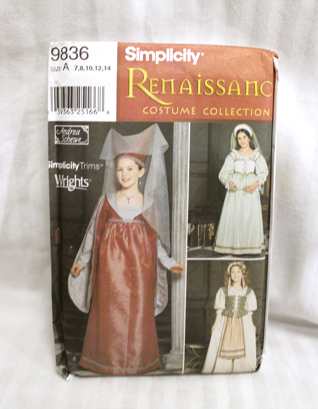 Simplicity Renaissance Costume Collection -Andrea Schewe- #9836 Girls (Children's) Size A (7-14)