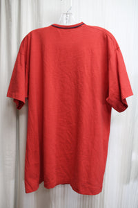 Vintage (Single Stitch)- India Ink Paintworks - Americana Applique PRINT T-Shirt w/ Button Embellishments - Size L