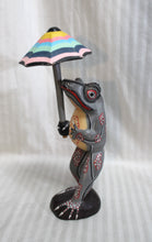 Load image into Gallery viewer, Handmade Folk Art Frog w/ Umbrella 12.75&quot; h