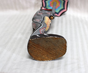 Handmade Folk Art Frog w/ Umbrella 12.75" h