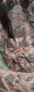 Datura Paris - Alice & Wonderland Print, Frill Ruffle Coat w/ Front Pockets & Hood - See Measurements 17" Shoulders