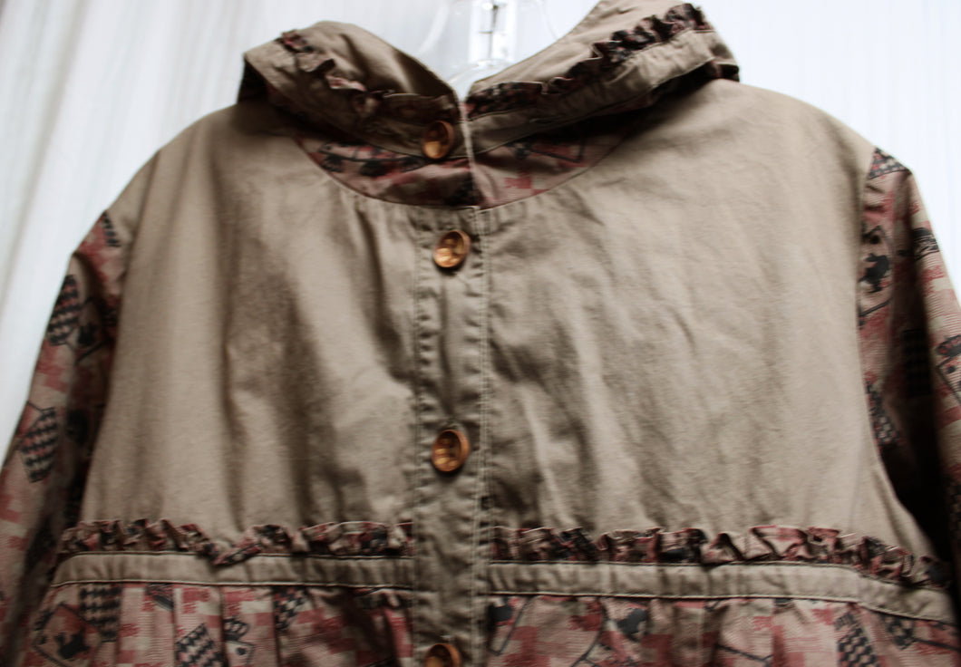 Life in Progress - Off White, Cotton Hooded Light Weight Utility Jacket - Size S