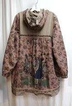 Load image into Gallery viewer, Datura Paris - Alice &amp; Wonderland Print, Frill Ruffle Coat w/ Front Pockets &amp; Hood - See Measurements 17&quot; Shoulders