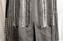 Load image into Gallery viewer, Issey Miyake, Heart Haat (Japan)- Black &amp; Gray Skirt w/ Vertical Raw Edge Fabric Strips -HA86-FG640 -  25&quot; Unstretched Waist