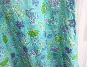 Vintage - Copa Cabana - Tropical w/ Fish Print Short Sleeve Tunic Dress - Size 3X