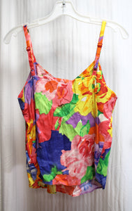 Vintage - Jams World - "Splendor" Tropical Floral Adjustable Strap Tank Top - Size S