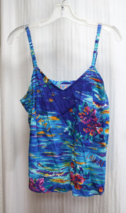 Vintage - Jams World - "Lawai'a" Blue Tropical Adjustable Strap Tank Top - Size S