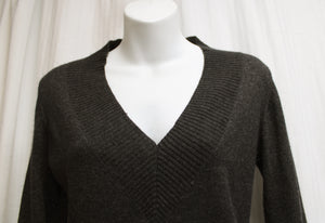 BCBG Maxazria - Wool & Angora Blend V-Neck Charcoal Black Mini Sweater Dress - Size S