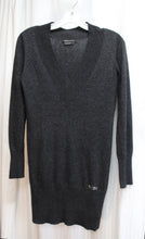 Load image into Gallery viewer, BCBG Maxazria - Wool &amp; Angora Blend V-Neck Charcoal Black Mini Sweater Dress - Size S