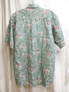Men's Vintage - Liberty House, Ono & Co. - Short Sleeve Tropical Floral 3 Button Popover Shirt - Size M