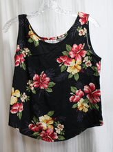 Load image into Gallery viewer, Vintage - Young Hawaii - Black Tropical Print Tank Top - Size Petite