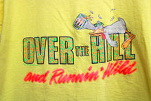 Load image into Gallery viewer, Vintage 1989, Single Stitch - Yellow &quot;Over the Hill and Running Wild&quot; Drunk Duck Graphic, Air Waves Inc. T-Shirt - Size L