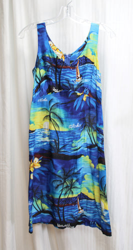 Vintage - Hilo Hattie - Tropical Hawaiian/Aloha, Sailboats Short Dress - Size 4