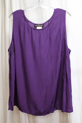 Vintage - Carole Little - Purple Crinkle Texture Lightweight Tank Top - Size 16 (Vintage)