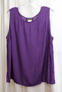 Vintage - Carole Little - Purple Crinkle Texture Lightweight Tank Top - Size 16 (Vintage)