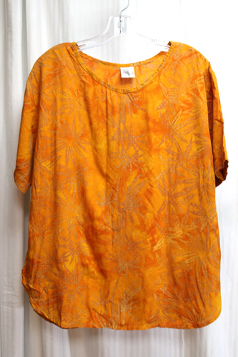 Bamboo - Orange, Lightweight Short Sleeve Pullover Top - Size M