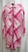 Load image into Gallery viewer, Moda International - Pink Plaid, 100% Linen Button Front Shirt Dress - Size 2