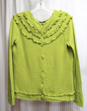 Load image into Gallery viewer, Willi Smith - Green Ruffle Detailed Lightweight Button Front Cardigan Sweater  - Size M