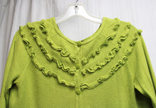 Load image into Gallery viewer, Willi Smith - Green Ruffle Detailed Lightweight Button Front Cardigan Sweater  - Size M