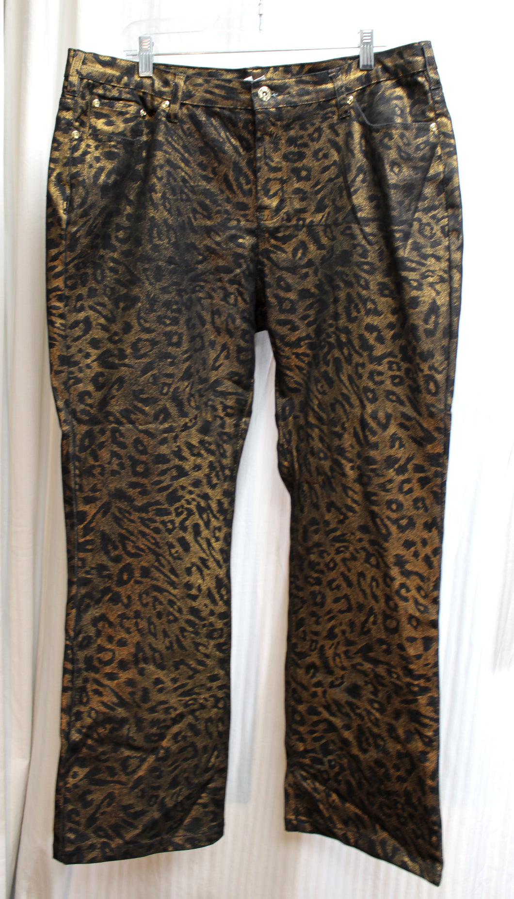 DG2 by Diane Gilman - Black & Bronze Metallic BootCut Jeans - Size 16WP (Petite)