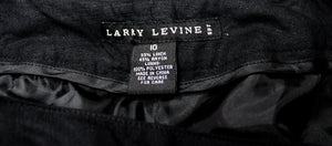 Larry Levine - Black Linen Blend Pants w/ Copper, Black & Mirror Beading Detail on Hem Area - Size 10