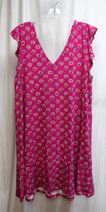 Loft - Magenta Pink V-Neck & Back Easy A-Line Dress - Size XL