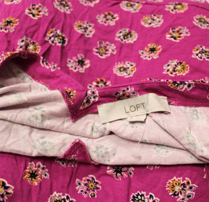 Loft - Magenta Pink V-Neck & Back Easy A-Line Dress - Size XL