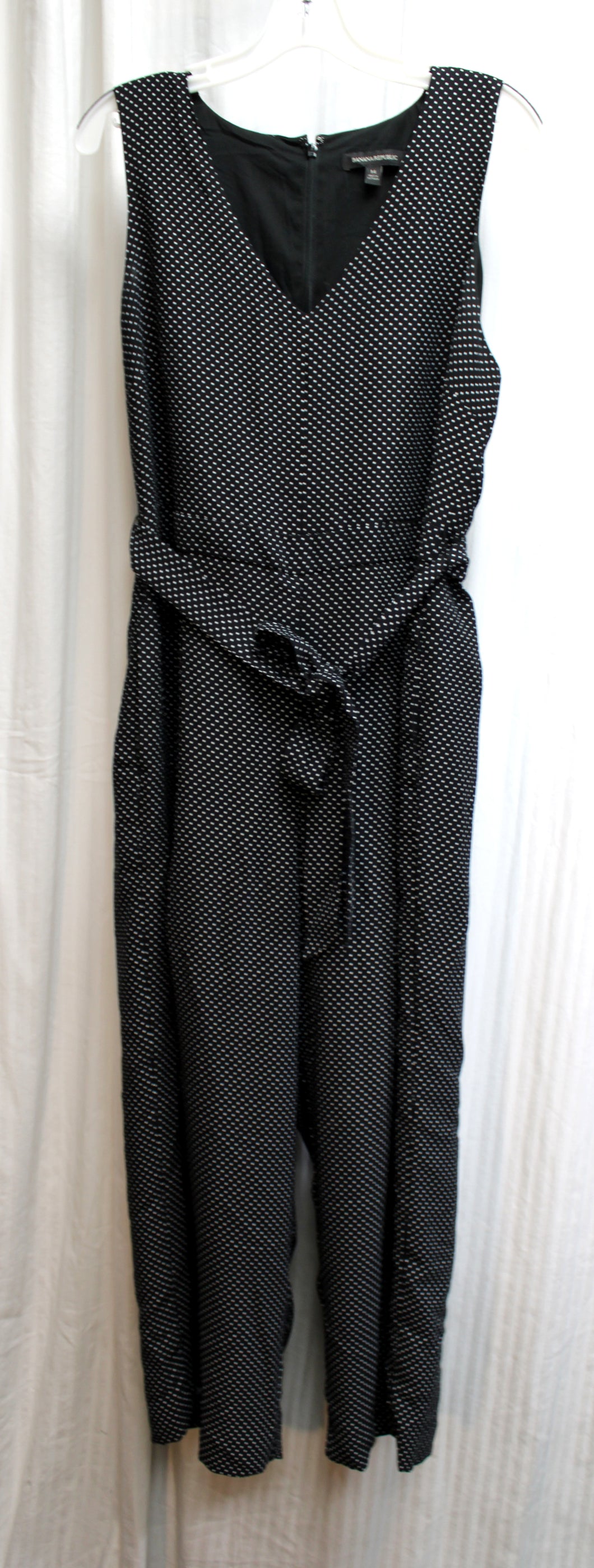 Banana Republic - Black & White Polka Dot , Wide Leg Sleeveless Tie/Waist Jumpsuit w/ Front & back Pockets - Size 14