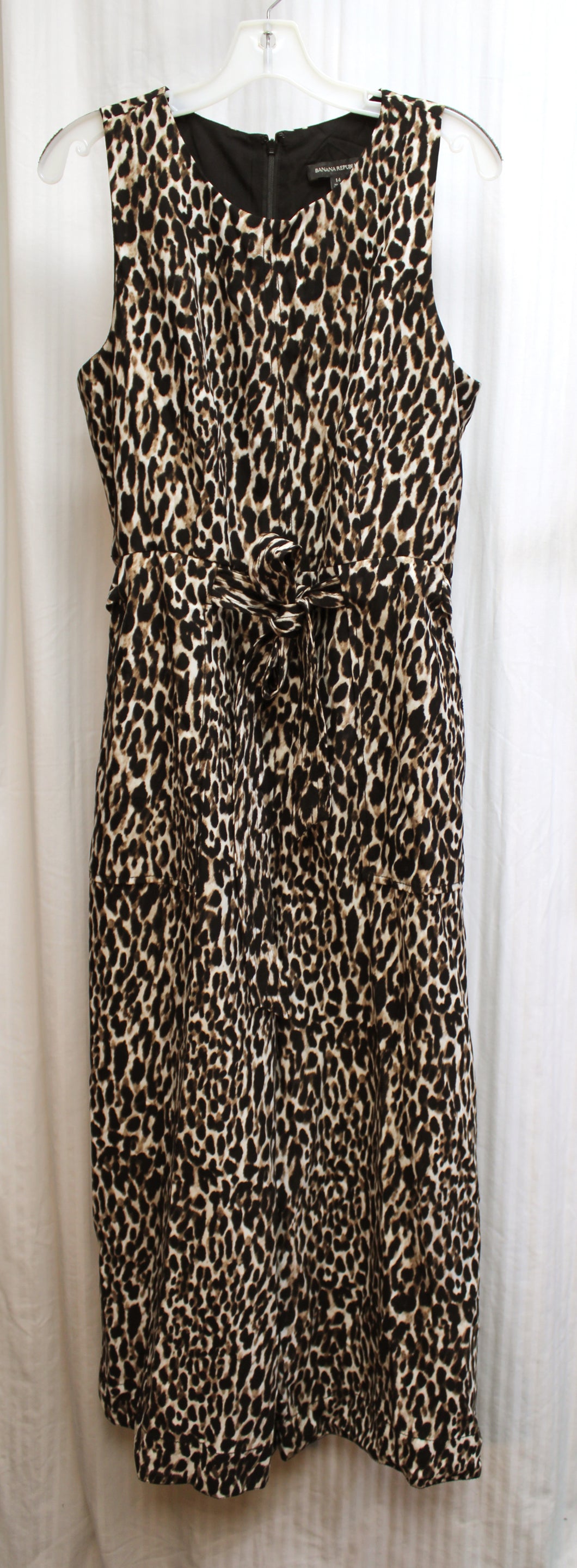 Banana Republic - Leopard Print, Wide Leg, Tie Belt Waist, Sleeveless Jumpsuit - Size 14