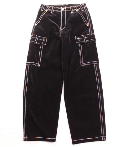 True Religion - Black Baggy Big T Velvet Cargo Pants - Size 29
