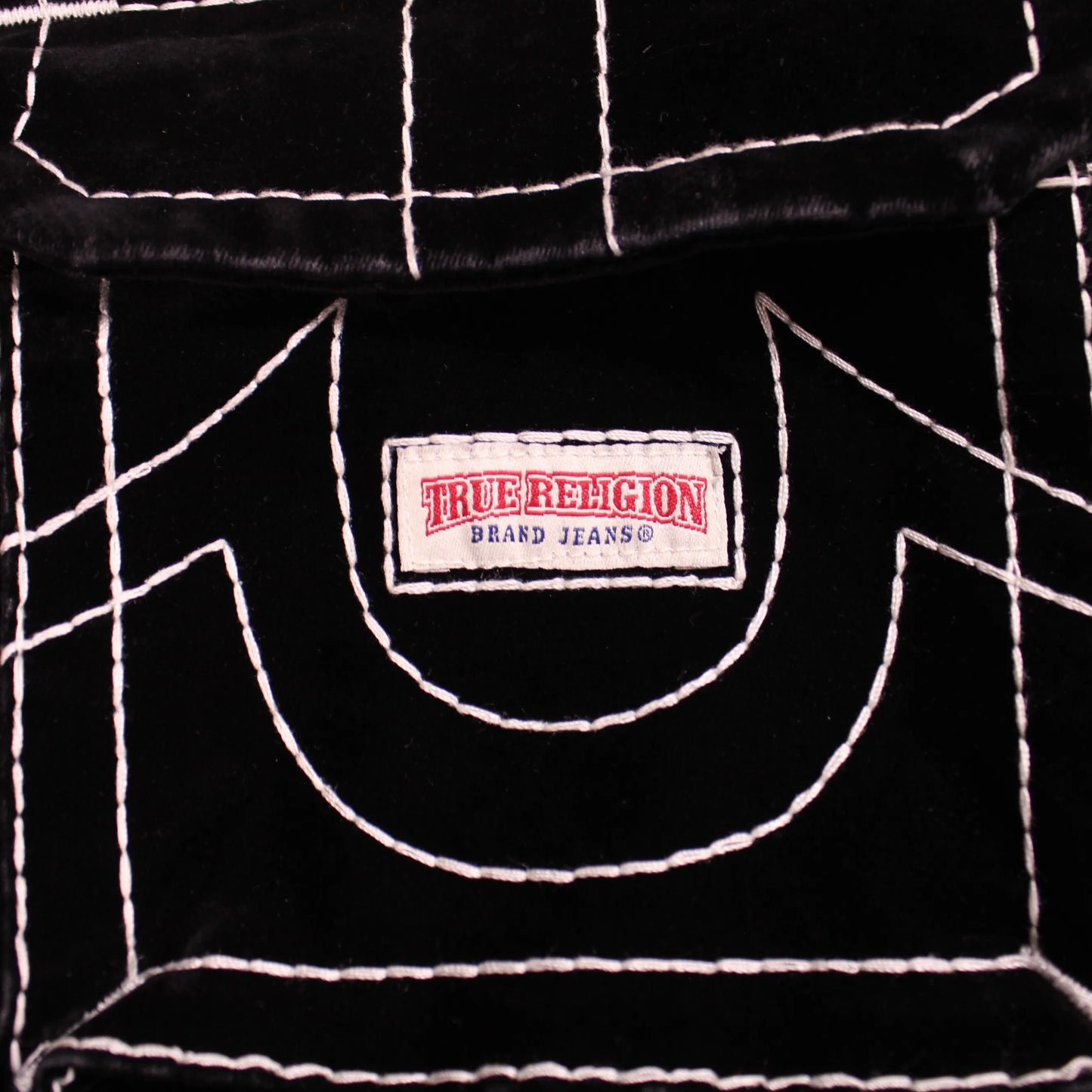 True Religion - Black Baggy Big T Velvet Cargo Pants - Size 29