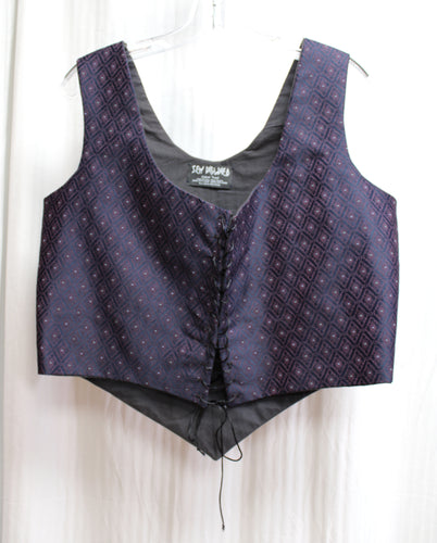 Sew Inclined by Barbara Longva (Nova Scotia) -  Handmade Blue & Purple Jacquard, Lace Up Bodice - Size L