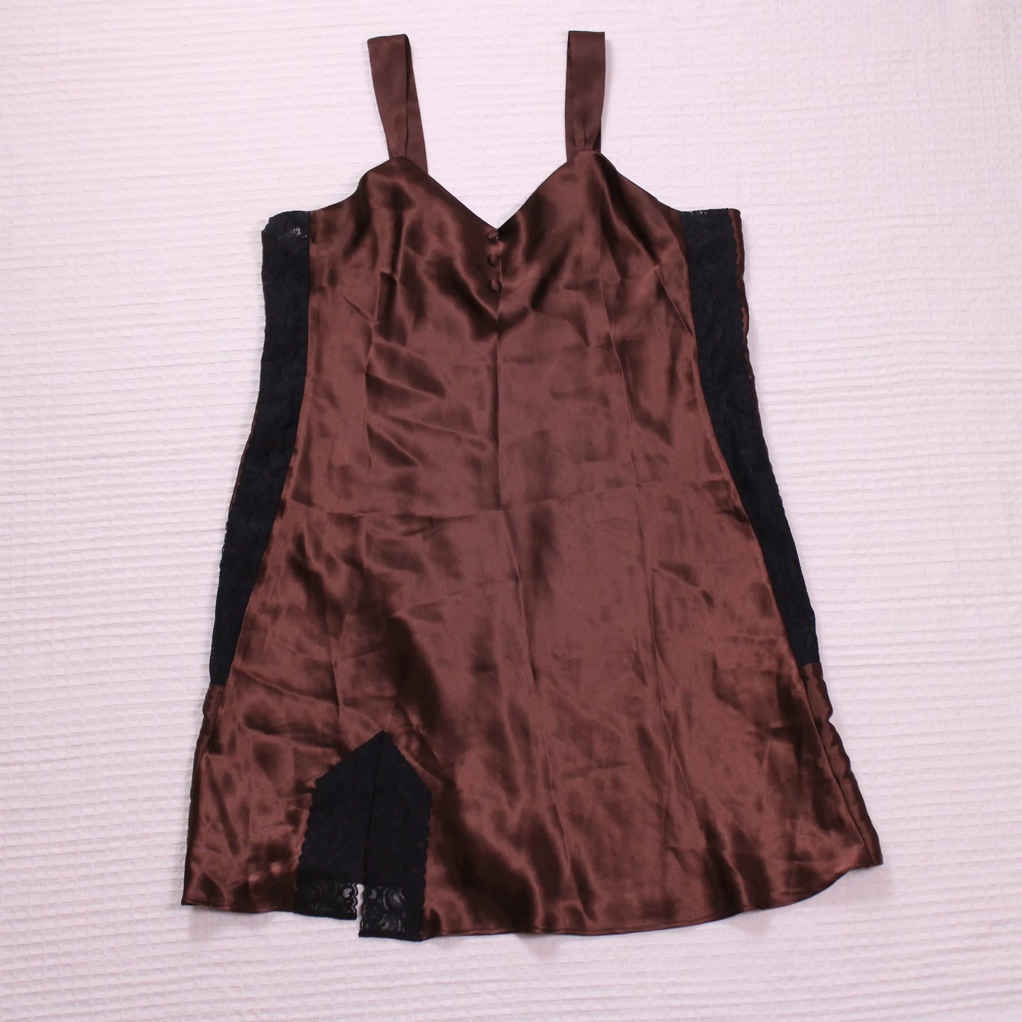 Hidden Fantasies - Vintage - Brown Satin Slip Dress - Size S