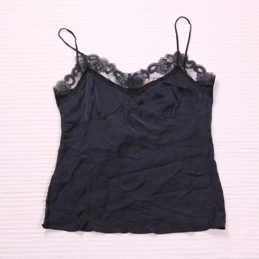 Trina Turk - Black Camisole with Lace Trim - Size L
