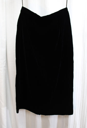 Vintage 1990's - Black Velvet Pencil Skirt - Size 8 (vintage Sizing, 24.5