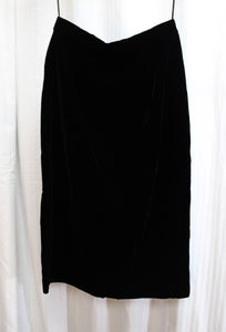Vintage 1990's - Black Velvet Pencil Skirt - Size 8 (vintage Sizing, 24.5" Waist)