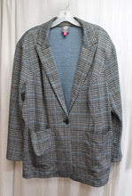 Load image into Gallery viewer, Vince Camuto - Black &amp; White w/ Blue, Houndstooth Plaid Flannel One Button Blazer - Size 24W