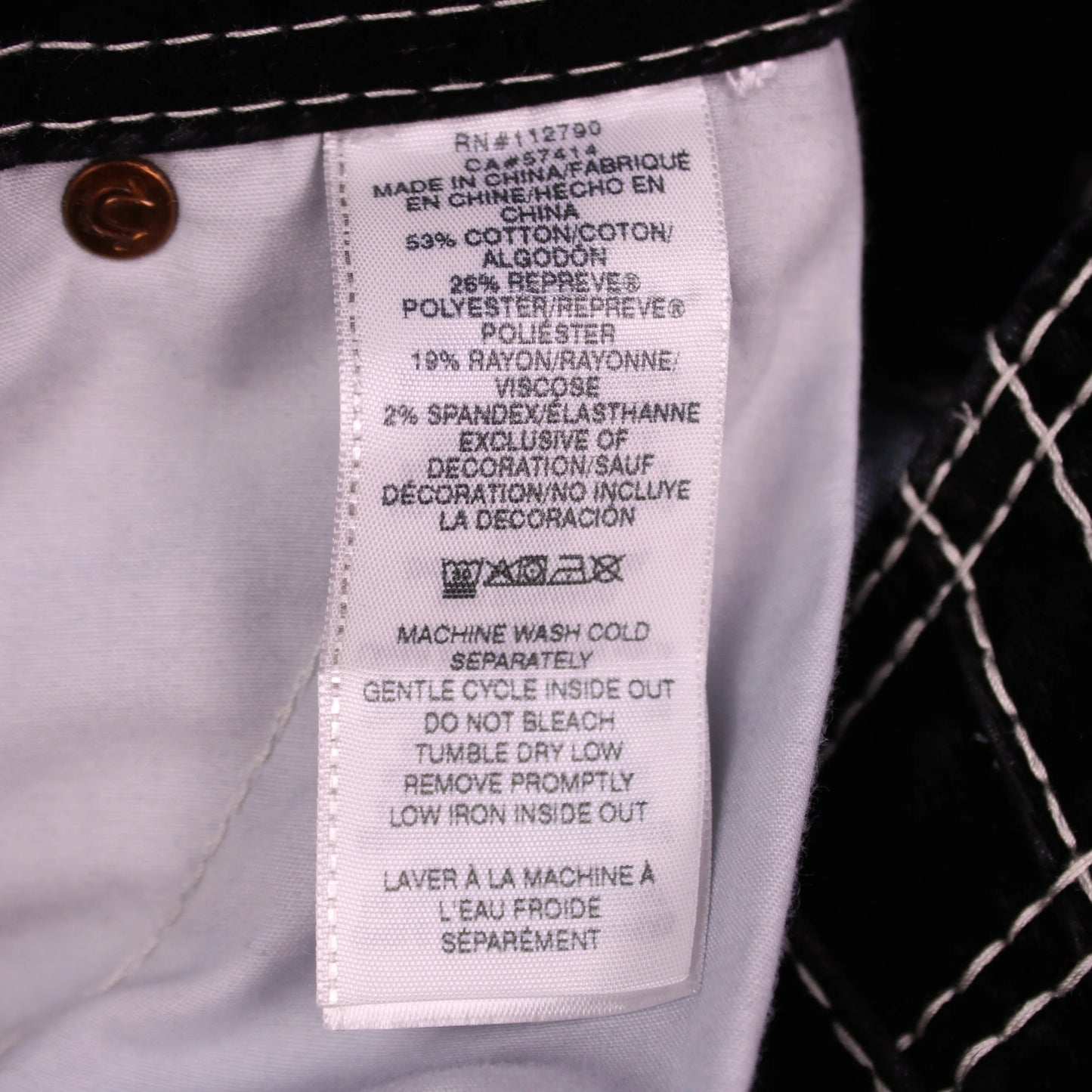 True Religion - Black Baggy Big T Velvet Cargo Pants - Size 29