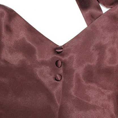 Hidden Fantasies - Vintage - Brown Satin Slip Dress - Size S