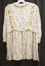 Load image into Gallery viewer, Pol- Beige &amp; Brown All Over Embroidered w/ Crochet Lace 1/2 Sleeve Boho Top - Size L