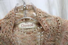 Load image into Gallery viewer, KLJ Oswal - Delicate Open Crochet Weave Tunic Length Cardigan Sweater w/ Unique Sparkly Moon Buttons - Size L