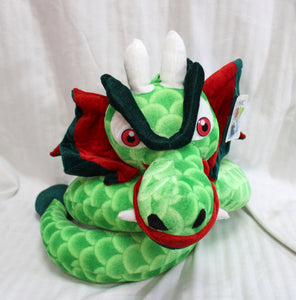 Classic Toy Co. Green & Red Asian Dragon Plush 36" (when stretched out) w/ Tag