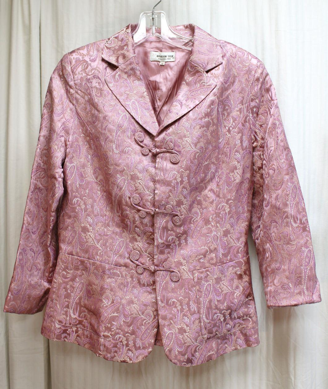 Vintage - Dragon Silk- Lavender & Pink Jacquard Jacket - See Measurements 19