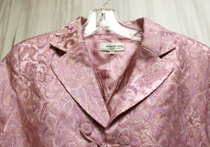 Vintage - Dragon Silk- Lavender & Pink Jacquard Jacket - See Measurements 19" Chest (pit to pit)