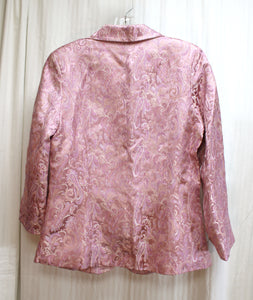 Vintage - Dragon Silk- Lavender & Pink Jacquard Jacket - See Measurements 19" Chest (pit to pit)