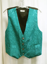 Load image into Gallery viewer, Vintage  Women&#39;s - Dino Orsini - Black % green Jacquard Vest w/ Unique Gothic Buttons - Size S