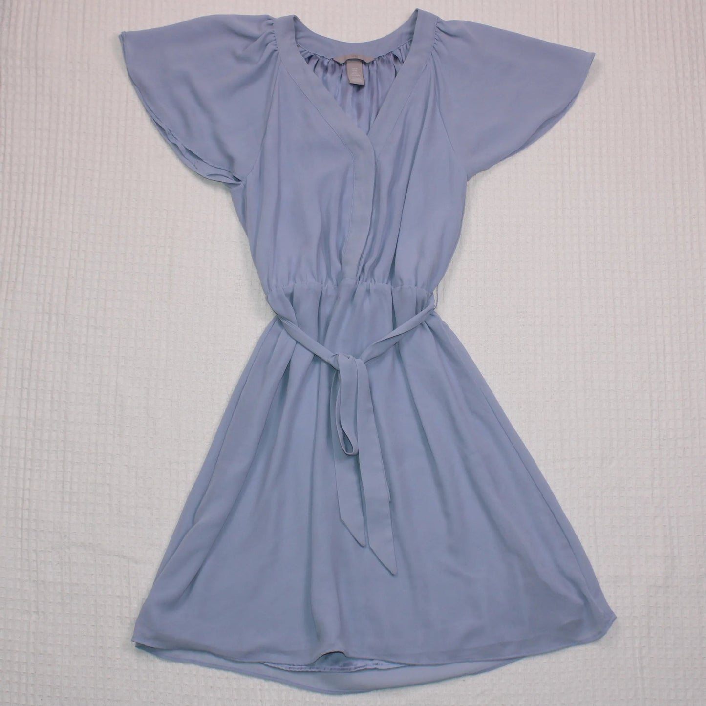 H & M - Light Blue Chiffon Dress With Tie Belt - Size XS