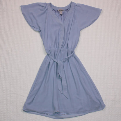 H & M - Light Blue Chiffon Dress With Tie Belt - Size XS