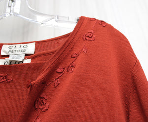 Clio Petites - Red Silk Sweater Twin Set - Size- Petite L