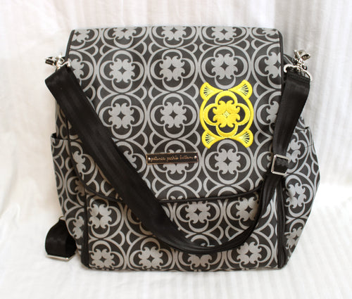 Petunia Pickle Bottom - Black & Gray Print Diaper Bag / Carry All Back Pack